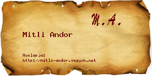 Mitli Andor névjegykártya